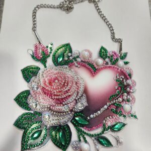 Diamond Art Heart and Rose Suncatcher