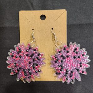 Diamond Art Earring Pink Flower