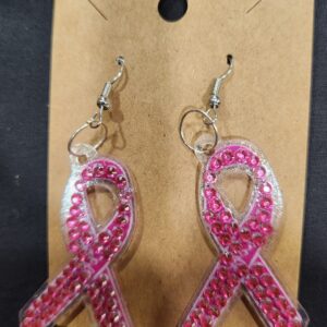Diamond Art Earring Pink Ribbon