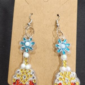 Diamond Art Earring Red White and Blue Dangle