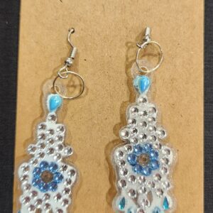 Diamond Art Earring Blue Dangle