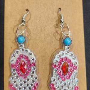 Diamond Art Earring Pink and Blue Dangle