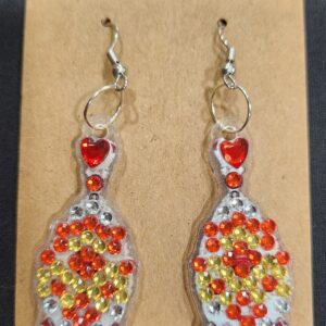 Diamond Art Earring Red and Gold Dangle